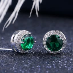 Huitan Classic Round Cubic Zirconia Prong Setting Women's Stud Earring 6 Color Delicate Wedding Engagement Evening Party Jewelry