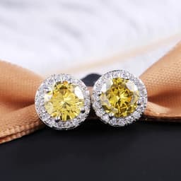 Huitan Classic Round Cubic Zirconia Prong Setting Women's Stud Earring 6 Color Delicate Wedding Engagement Evening Party Jewelry