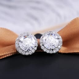 Huitan Classic Round Cubic Zirconia Prong Setting Women's Stud Earring 6 Color Delicate Wedding Engagement Evening Party Jewelry