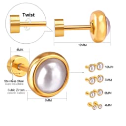 LUXUSTEEL Trendy Imitation Pearl Earrings For Women Stainless Steel Screw-Back Stud Earrings Geometric Wedding Jewelry Gifts