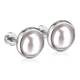 LUXUSTEEL Trendy Imitation Pearl Earrings For Women Stainless Steel Screw-Back Stud Earrings Geometric Wedding Jewelry Gifts
