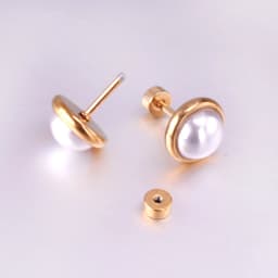 LUXUSTEEL Trendy Imitation Pearl Earrings For Women Stainless Steel Screw-Back Stud Earrings Geometric Wedding Jewelry Gifts