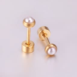LUXUSTEEL Trendy Imitation Pearl Earrings For Women Stainless Steel Screw-Back Stud Earrings Geometric Wedding Jewelry Gifts