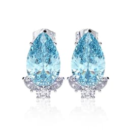 Huitan Gorgeous Teardrop CZ Stud Earrings Bridal Wedding Engagement Accessories Pink/Blue Elegant Women Earrings Fashion Jewelry
