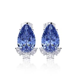 Huitan Gorgeous Teardrop CZ Stud Earrings Bridal Wedding Engagement Accessories Pink/Blue Elegant Women Earrings Fashion Jewelry