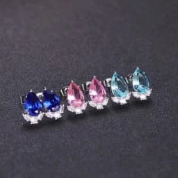 Huitan Gorgeous Teardrop CZ Stud Earrings Bridal Wedding Engagement Accessories Pink/Blue Elegant Women Earrings Fashion Jewelry