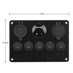 12V 24V 5 Button LED Switch Panel Light Toggle USB Chargers 3.0 Volt Gauge For Car Marine Boat Truck Trailer Caravan Accessories