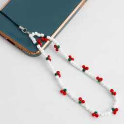 New Trendy Mobile Strap Phone Charm Cherry Beaded Phone Chain Jewelry For Women Anti-Lost Lanyard Gift Keychain Wholesales