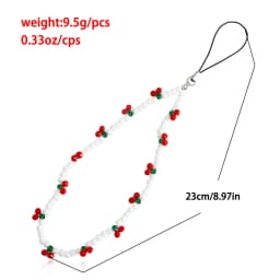 New Trendy Mobile Strap Phone Charm Cherry Beaded Phone Chain Jewelry For Women Anti-Lost Lanyard Gift Keychain Wholesales