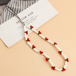 New Trendy Mobile Strap Phone Charm Cherry Beaded Phone Chain Jewelry For Women Anti-Lost Lanyard Gift Keychain Wholesales