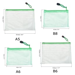 6Pcs Waterproof PVC Mesh Zipper Pouch A5/A6/B6/B8 Size File Document Pockets Bill Bags Folders for Office Home Stationery Supply
