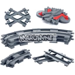 Marumine MOC Block Train Straight Curved Track Crossover Parts Railway Switch Big Size Building Bricks City View Accessories