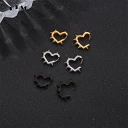 Exaggerated Spike Rivet Heart Stud Earrings For Women Men 3 Colors Stainless Steel Ear Buckle Piercing Goth Jewelry Gifts aretes
