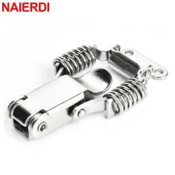 NAIERDI 6PCS Mild Steel Hasp Cabinet Boxes Spring Loaded Latch Catch Toggle Hasp For Sliding Door Window Hardware Tool Box Lock