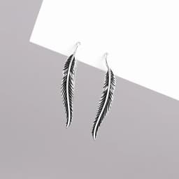 VENTFILLE 925 Sterling Silver Asymmetric Feather Earrings White Moonstone Pendant Earrings Ladies Gifts Handmade Jewelry