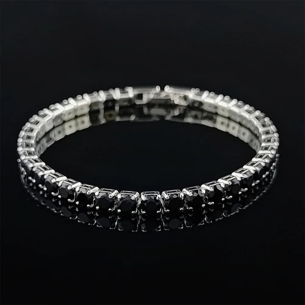 Sliver Color 3mm 4mm 5mm Black Bracelet Bangle for Women Wedding Fashion Jewelry Party Gift S4777
