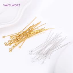 50pcs/Lot Brass Ball Head/Flat Head/Eye Head Pins Supplies For Jewelry 18K Gold Plated Pins DIY Beading Accessories Wholesale