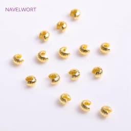 18K Gold Plated Open Crimp Beads Covers Brass Stripe Crimp End Beads Stopper DIY Handmade Crafts Accessories For Jewelry