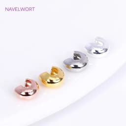 18K Gold Plated Open Crimp Beads Covers Brass Stripe Crimp End Beads Stopper DIY Handmade Crafts Accessories For Jewelry