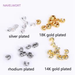 18K Gold Plated Open Crimp Beads Covers Brass Stripe Crimp End Beads Stopper DIY Handmade Crafts Accessories For Jewelry
