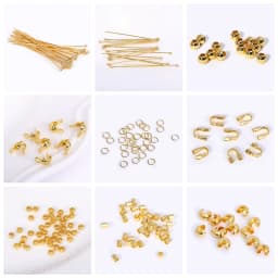 18K Gold Plated Open Crimp Beads Covers Brass Stripe Crimp End Beads Stopper DIY Handmade Crafts Accessories For Jewelry
