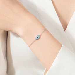MODIAN Pure 925 Sterling Silver Fashion Natural Turquoise Blue Eyes Bracelet Chain Link For Women Pave Setting CZ Fine Jewelry