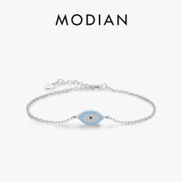 MODIAN Pure 925 Sterling Silver Fashion Natural Turquoise Blue Eyes Bracelet Chain Link For Women Pave Setting CZ Fine Jewelry