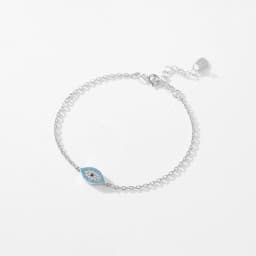 MODIAN Pure 925 Sterling Silver Fashion Natural Turquoise Blue Eyes Bracelet Chain Link For Women Pave Setting CZ Fine Jewelry