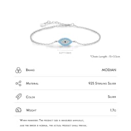 MODIAN Pure 925 Sterling Silver Fashion Natural Turquoise Blue Eyes Bracelet Chain Link For Women Pave Setting CZ Fine Jewelry