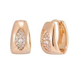 Oval Natural Zircon Full Paved Hoop Earrings For Women SYOUJYO Luxury Design 585 Rose Gold Color Jewelry