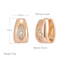 Oval Natural Zircon Full Paved Hoop Earrings For Women SYOUJYO Luxury Design 585 Rose Gold Color Jewelry
