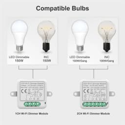 for Tuya Wifi / ZigBee Smart Dimmer Switch Module 2 Way Dimmable Light Switch APP Remote Control Work With Alexa Google Home