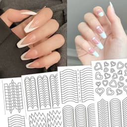 2pcs French Manicure Nail Wraps Stickers, Nail Art Form Fringe Tip Guides for DIY Nail Decoration