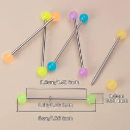 6pcs Luminous Acrylic Cartilage Earrings Piercing Industrial Barbell Long Ear Stud Ring Bar Tragus Helix Women Body Jewelry 14G