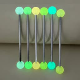 6pcs Luminous Acrylic Cartilage Earrings Piercing Industrial Barbell Long Ear Stud Ring Bar Tragus Helix Women Body Jewelry 14G