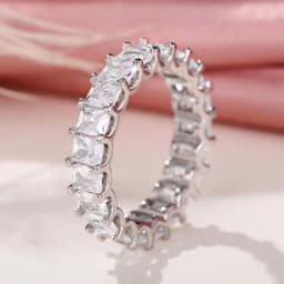 Huitan Crystal/Pink CZ Promise Rings Women Simple Stylish Finger-ring Wedding Engagement Bands Fashion Versatile Lady Jewelry