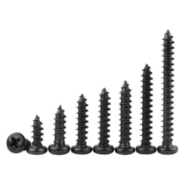100 Pcs/Lot M1 M1.2 M1.4 M1.5 M1.7 M2 M2.3 M2.6 M3 M3.5 M4 M5 Black Carbon Steel Phillips Self-tapping Screws Cross Round Head