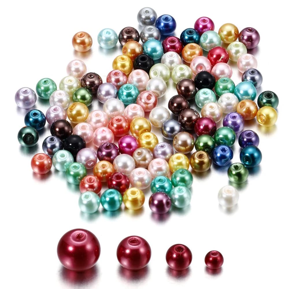 100Pcs/Lot 4/6/8/10mm Round Glass Bead Imitation Pearl Beads for DIY Earrings Necklace Jewelry Making Findings Accessories