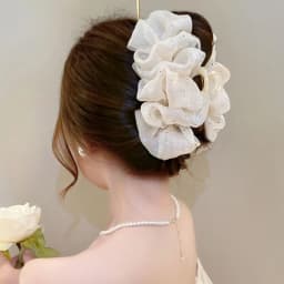 Summer Sweet Mesh Tulle Big Bow Hair Claw Clips for Women Solid Colours Elegant Bowknot Ponytail Clip New Headdress Accessories