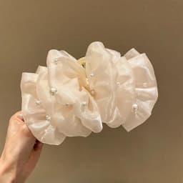 Summer Sweet Mesh Tulle Big Bow Hair Claw Clips for Women Solid Colours Elegant Bowknot Ponytail Clip New Headdress Accessories