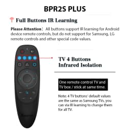 BPR2S PLUS BT Air Mouse Voice IR Learning TV 4 Keys IR Isolation 2.4G Wireless Remote Controller With Gyro for Android TV Box/PC