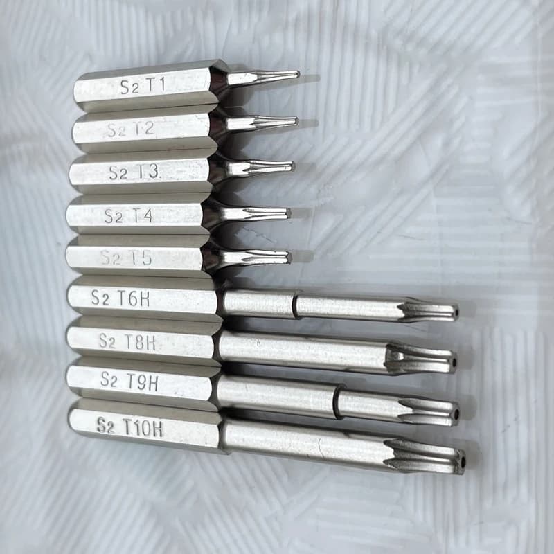 Torx T1 T2 T3 T4 T5 T6H T8H T9H T10H Screwdriver Bits SET 28mm and 45mm Repair Tools Plum Blossoms Repairing Head