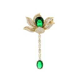 Vintage Elegant Women Classic Pendant Lotus Crystal Brooches Badges Exquisite Lady Shiny Plant Rhinestone Party Pins Jewelry