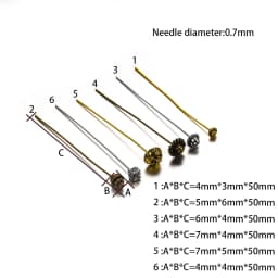 20pcs 50mm Gold Flower Head Pins For Jewelry Making Diy Beads Ball Pins Needles Findings Women Jewelry Accessories Headpin