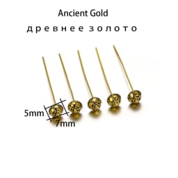 20pcs 50mm Gold Flower Head Pins For Jewelry Making Diy Beads Ball Pins Needles Findings Women Jewelry Accessories Headpin