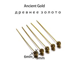 20pcs 50mm Gold Flower Head Pins For Jewelry Making Diy Beads Ball Pins Needles Findings Women Jewelry Accessories Headpin
