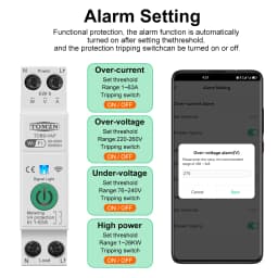 TOMZN TOB9-63M 63A 1P+N WIFI Smart Switch Energy Meter Kwh Metering Monitoring Circuit Breaker Timer Relay MCB TUYA Smartlife