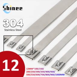 10 20 50 100 200 Pcs 12mm 0.47 inch Exhaust Wrap Multi-Purpose 304 Stainless Steel Metal Cable Tie banding self-locking zip ties