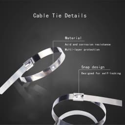 10 20 50 100 200 Pcs 12mm 0.47 inch Exhaust Wrap Multi-Purpose 304 Stainless Steel Metal Cable Tie banding self-locking zip ties