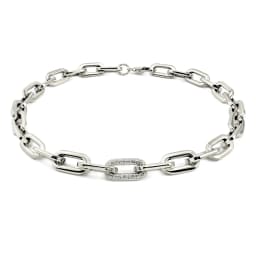 316L Stainless Steel Women Men Gold Silver Color Heavy Thick Big Links Chain Necklace with Bling Crystals Punk Necklace Jewelry